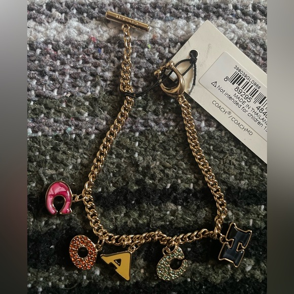Pavé Coach Charm Bracelet Colorful letters Gold - Picture 4 of 4